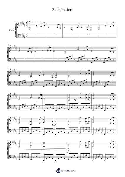 Satisfaction Sheet Music by -Arr.Oisenrob Clyger