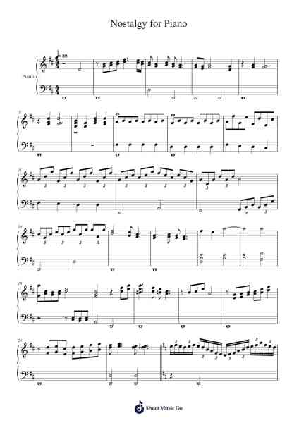 Nostalgy for Piano Sheet Music by Dawnvia-Arr.Dougnick Steinmeo