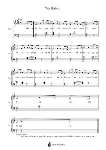 Wa Habibi Sheet Music by Fairouz-Arr.Windict