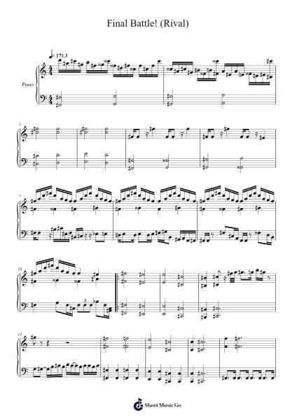 Final Battle! (Rival) - Pokemon FireRed and LeafGreen Sheet Music by Junichi Masuda-Arr.Ruthives Sibylxy