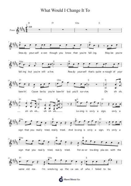 What Would I Change It To Sheet Music by Avicii-Arr.Joanreade Annlus