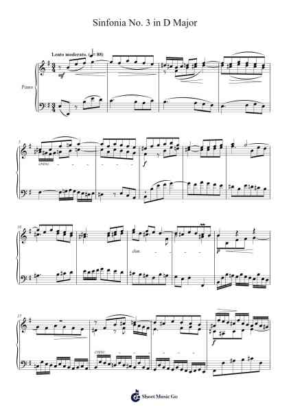 Sinfonia No. 3 in D Major, BWV 789 Sheet Music by Johann Sebastian Bach-Arr.Chrisriah Sheicia