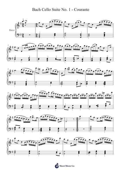 Cello Suite No. 1 in G Major, BWV 1007: III. Courante Sheet Music by Johann Sebastian Bach-Arr.Holew Brianmaud