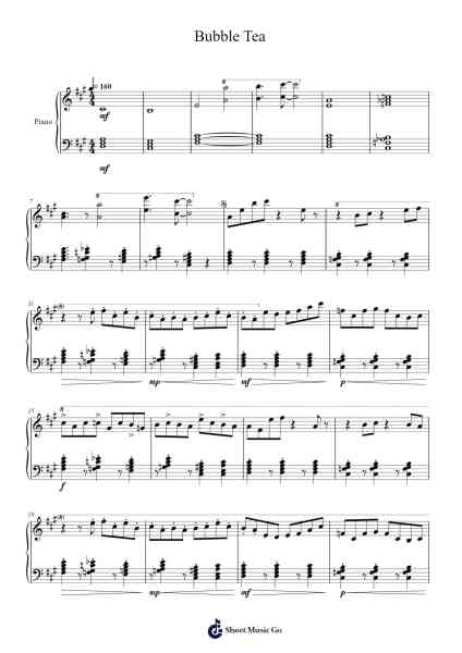 Bubble Tea Sheet Music by dark cat/juu/Cinders-Arr.Scripla Brookfe