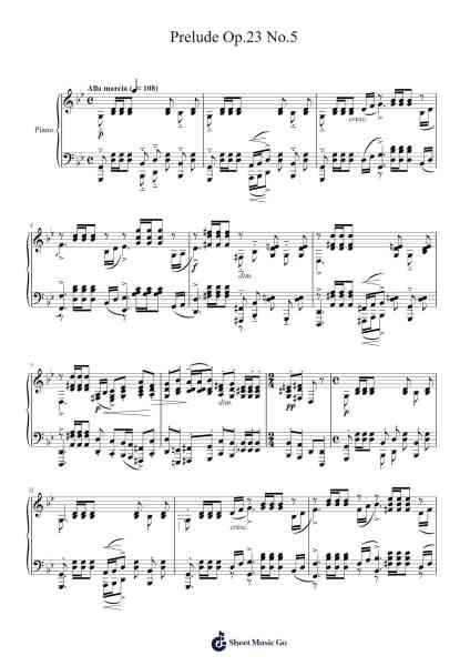 Prelude Op. 23 No. 5 in G Minor Sheet Music by Sergei Rachmaninoff-Arr.Yuledawn