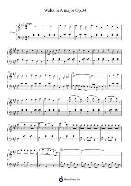 Waltz in A Major, Op. 34 Sheet Music by geliogelio1@gmail.com-Arr.Zoetricia Smedsibyl
