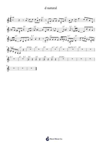 d natural Sheet Music by Unknown author-Arr.Rusmike Hudje