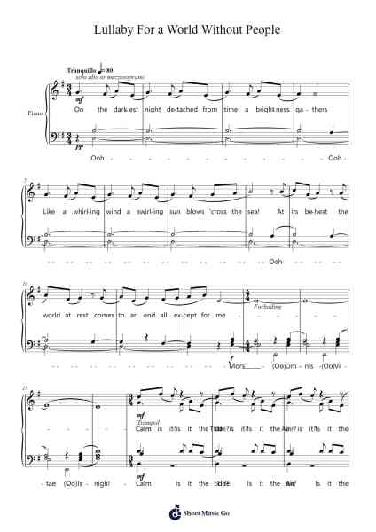 Lullaby For a World Without People Sheet Music by Karalina Coates-Arr.Yvettenat Iveshall