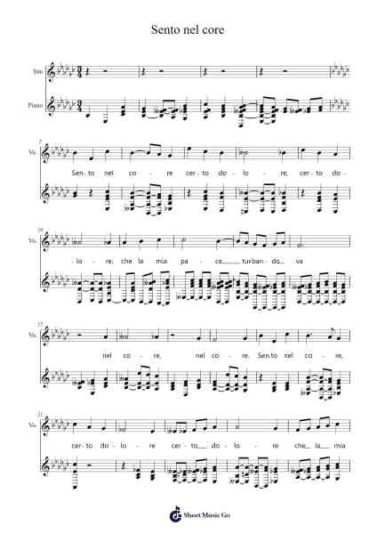 Sento nel core Sheet Music by -Arr.Paggai Noelsay