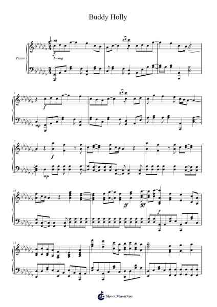 Buddy Holly Sheet Music by Weezer-Arr.Borgriel