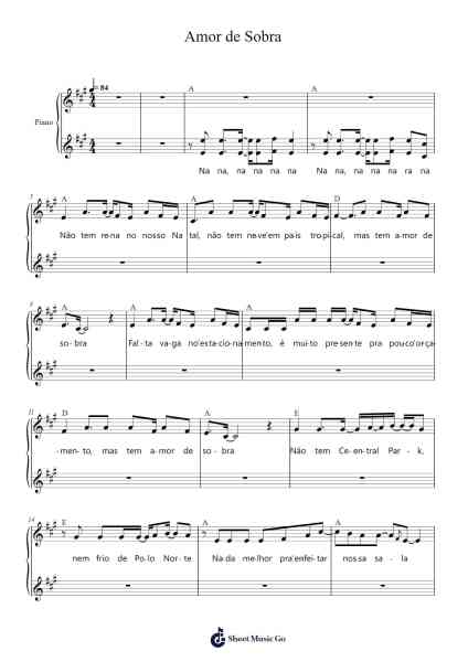 Amor de Sobra Sheet Music by Família Lima-Arr.Abters Bloomsteele