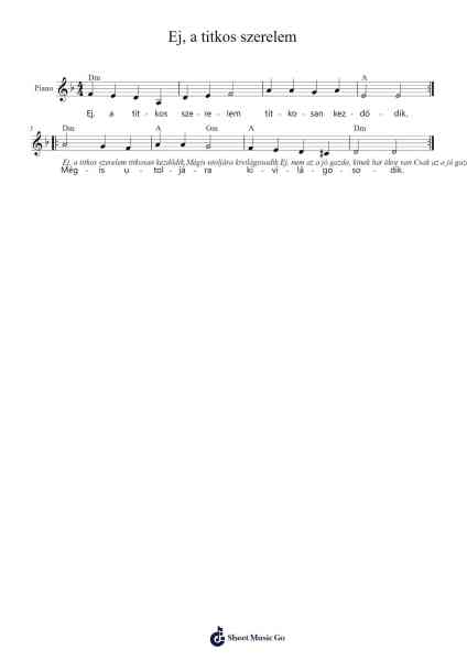 Ej, a titkos szerelem Sheet Music by Misc Traditional-Arr.Waygrid