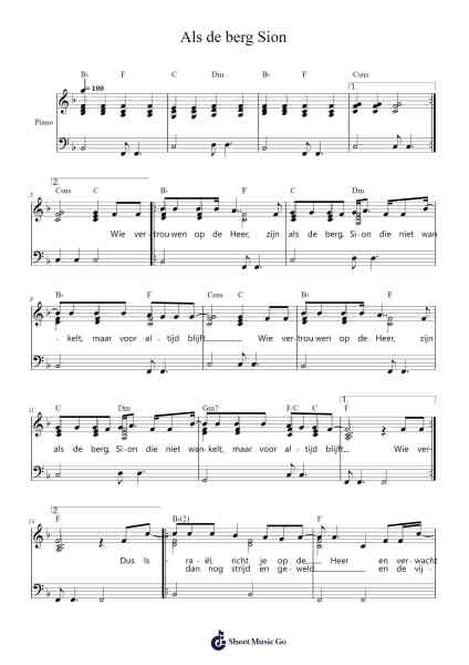 Als de berg Sion Sheet Music by -Arr.Lupeg