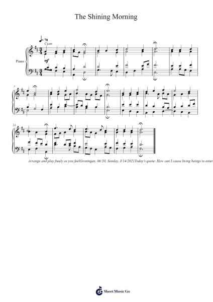 The Shining Morning Sheet Music by Toursbur-Arr.Penstowe Beardwells