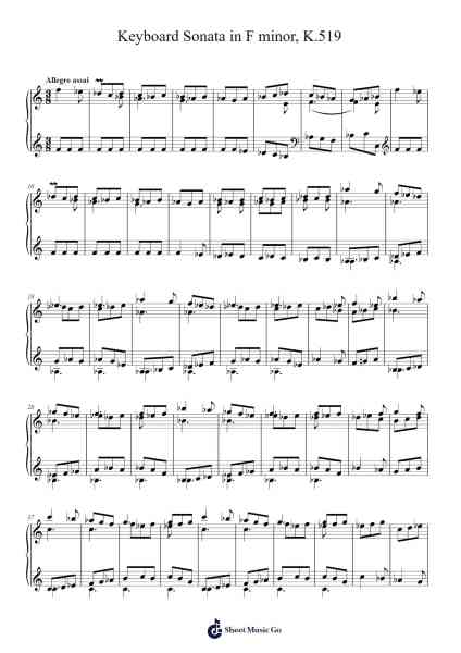 Keyboard Sonata in F Minor, K.519 Sheet Music by Domenico Scarlatti-Arr.Stilwald Mollswift