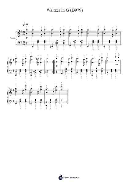 Waltzer in G, D. 979 Sheet Music by Franz Schubert-Arr.Dunkin Betcie