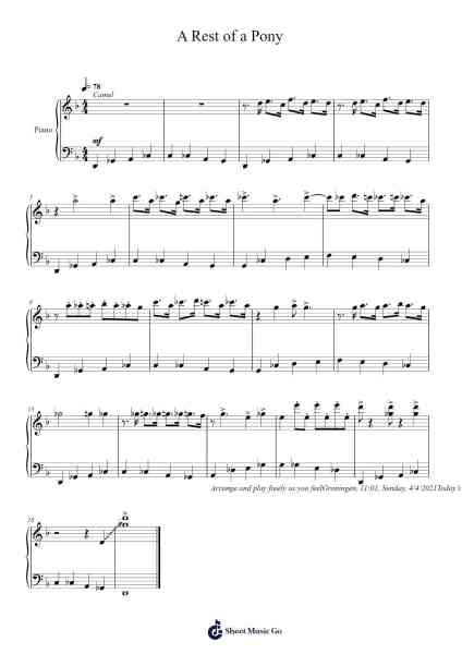 A Rest of a Pony Sheet Music by Toursbur-Arr.Pulborg Ridean