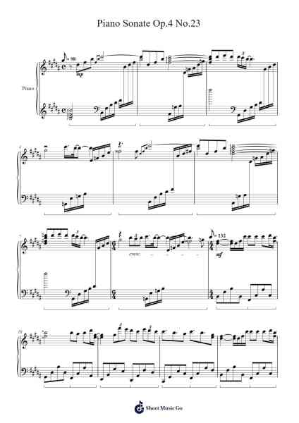 Piano Sonate Op.4 No.23 Sheet Music by Dennzel-Arr.Spenborg