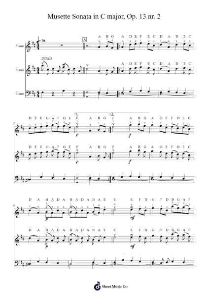 Sonata in C Major, Op. 13 No. 2 "Musette" Sheet Music by Johann Sebastian Bach-Arr.Trund Milsoll