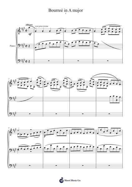 11 Etudes in the Form of Old Dances, Op. 19: 6. Bourrée in A Major Sheet Music by Viktor Kosenko-Arr.Leamorse Tayh