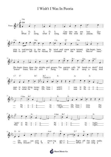 I Wish't I Was In Peoria Sheet Music by Harry Woods-Arr.Tethew Wolfdwight