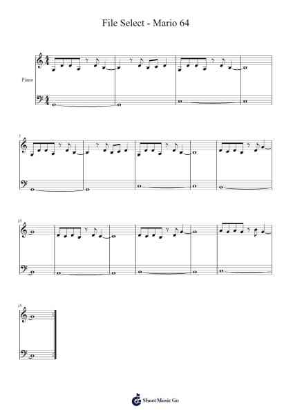 File Select - Mario 64 Sheet Music by Koji Kondo-Arr.Boycegold