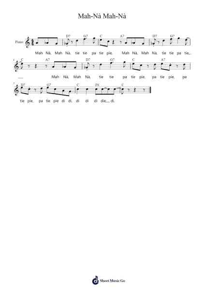 Mah-Nà Mah-Nà Sheet Music by Piero Umiliani-Arr.Lizbill