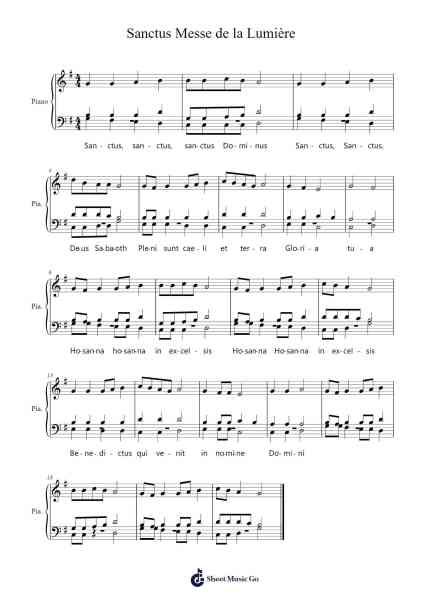 Sanctus Messe de la Lumière Sheet Music by -Arr.Wildeh Francesgrace