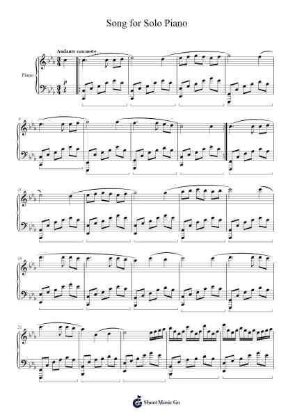 Song for Solo Piano Sheet Music by Daniel Martins-Arr.Pearroe