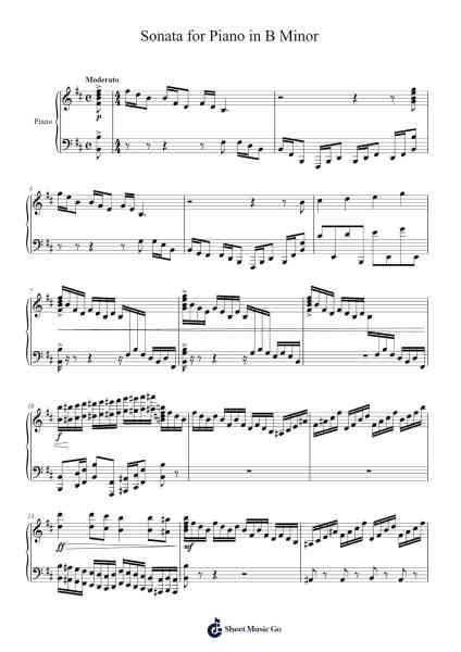Sonata for Piano in B Minor Sheet Music by Brandon Cook-Arr.Nyroy Vebe