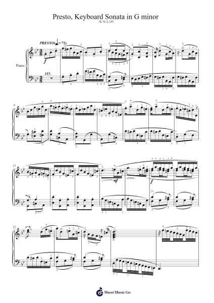 Keyboard Sonata in G Minor, K.76, L.185 Sheet Music by Domenico Scarlatti-Arr.Maugvia Browninglogg