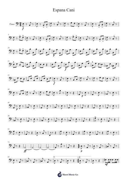 Espana Cani Sheet Music by -Arr.Migsel Pagliam