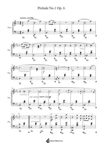 Prelude No. 1 in C Minor, Op. 6 Sheet Music by Reggray-Arr.Bilmons Magmeg