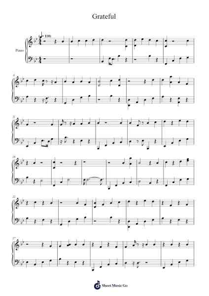 Grateful Sheet Music by Shirokoi-Arr.Rhysboyce