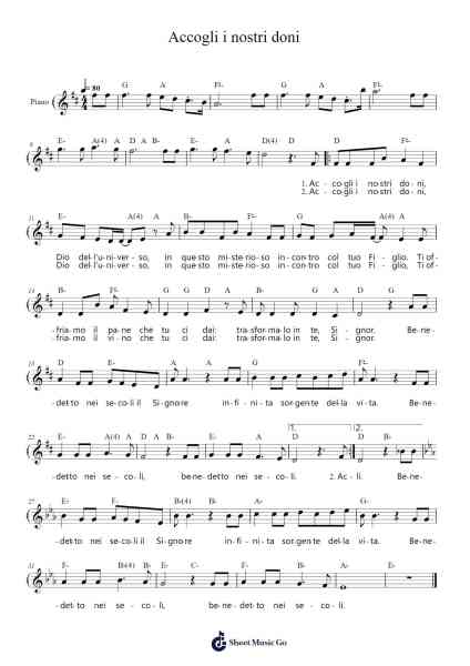 Accogli i nostri doni Sheet Music by Francesco Buttazzo-Arr.Binghugh
