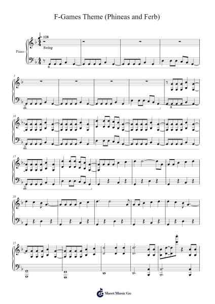 F-Games Theme (Phineas and Ferb) Sheet Music by -Arr.Wildeh Francesgrace