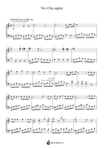 Voi, che sapete Sheet Music by Wolfgang Amadeus Mozart-Arr.Birdhearst