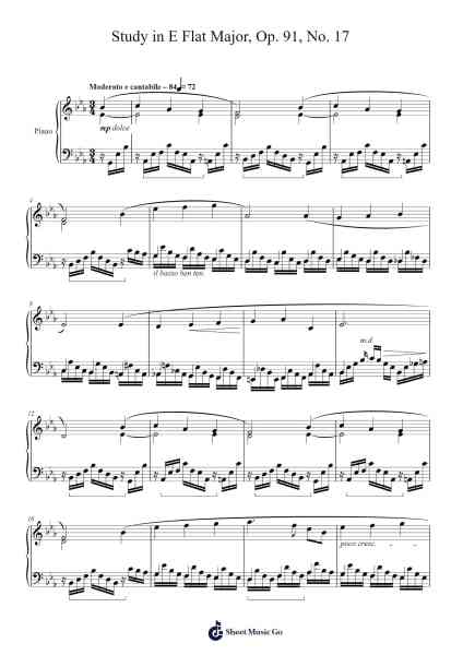 Study in E Flat Major, Op. 91, No. 17 Sheet Music by Moritz Moszkowski-Arr.Tessice Irvan