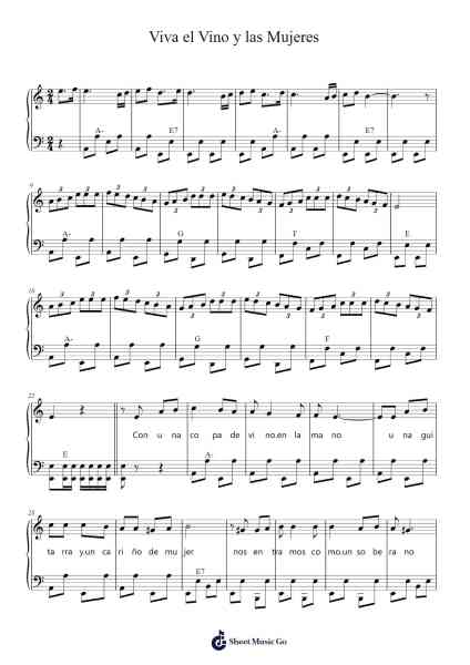 Viva el Vino y las Mujeres Sheet Music by Alejandro Cintas-Arr.Blansid Pashaw