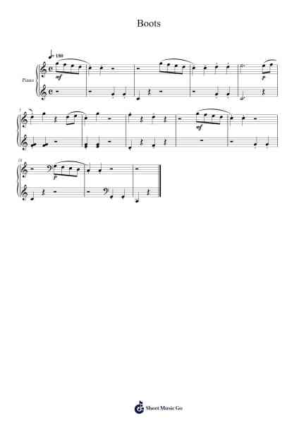 Boots Sheet Music by Yvonne Adair-Arr.Jillcooke Murday