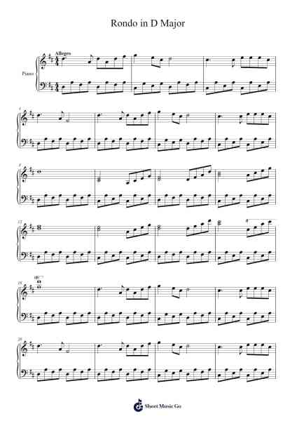 Rondo in D Major Sheet Music by Aidan Tong-Arr.Toutpeg