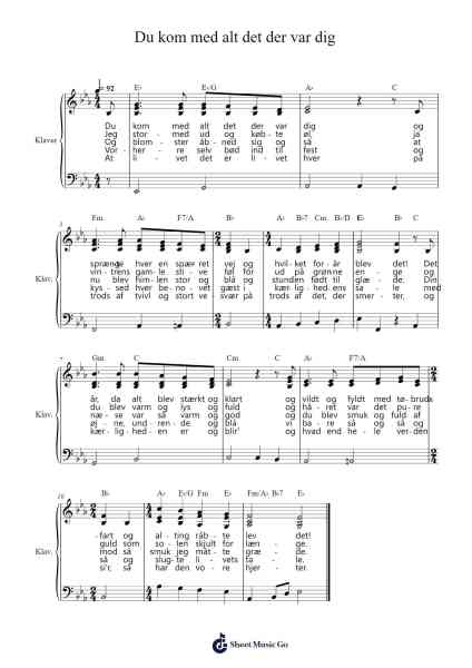 Du kom med alt det der var dig Sheet Music by Jens Rosendal/Per Warming-Arr.Bonrian Vanqe