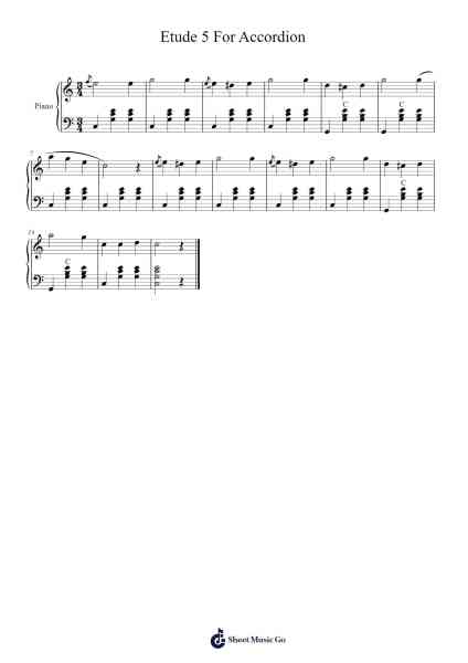 Etude 5 For Accordion Sheet Music by matthewprouty-Arr.Reyblume Poundtor