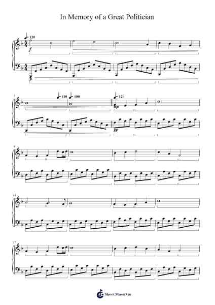 In Memory of a Great Politician Sheet Music by Kyung Rok Park-Arr.Brewsriah Lesrald