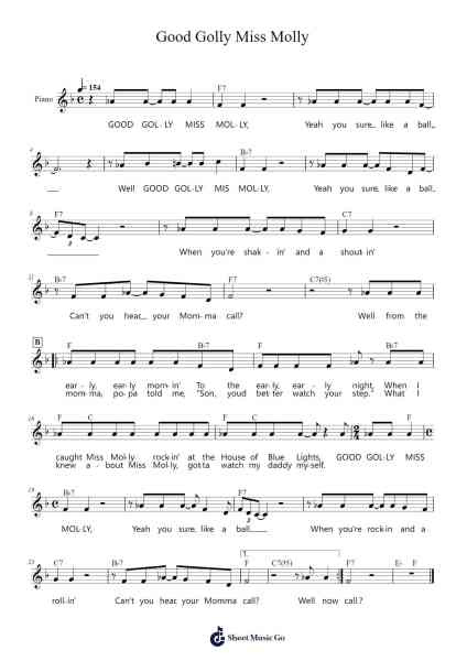 Good Golly Miss Molly Sheet Music by Little Richard-Arr.Sigjeff