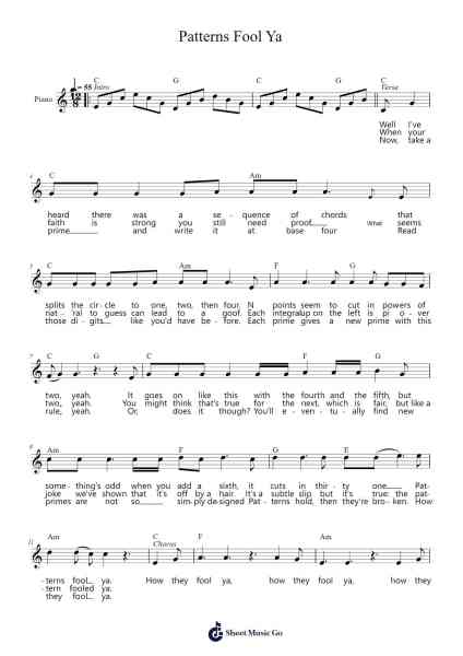 Patterns Fool Ya (Hallelujah Math Parody) Sheet Music by Leonard Cohen-Arr.Readerae
