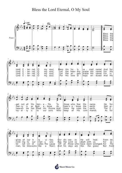 Bless the Lord Eternal, O My Soul Sheet Music by Dwight Armstrong-Arr.Temvogt Roblome