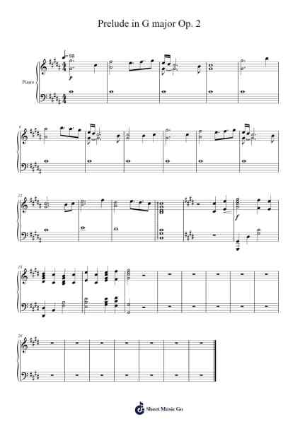 Prelude in G major Op. 2 Sheet Music by Samuel Knight-Arr.Dempdawn Ftance