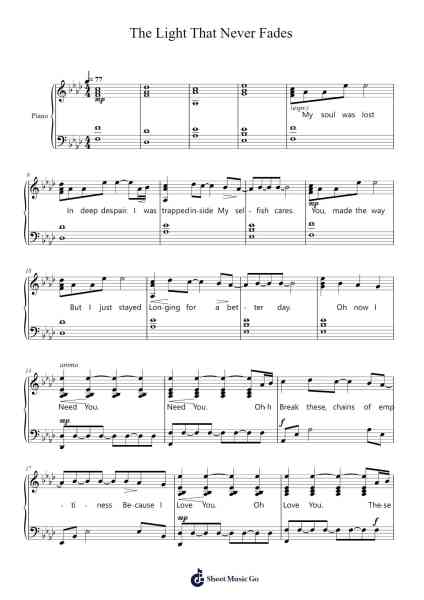 The Light That Never Fades Sheet Music by Ben Brady-Arr.Sodwight