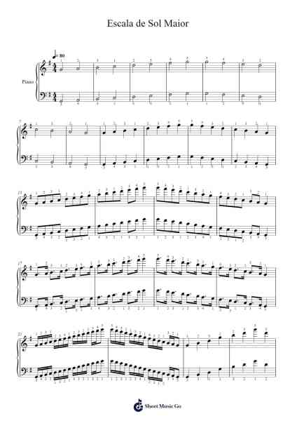 Escala de Sol Maior Sheet Music by Sara Massaki-Arr.Thotus